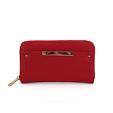 LB00620 RED - Fashion Long Wallet With Studs Decoration