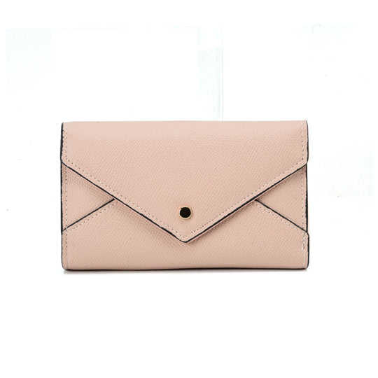 LB01416 PINK - Solid Color Folding Wallet With Flap Design