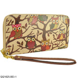 QQ1625-1-BEI Classic Wallet With Birds
