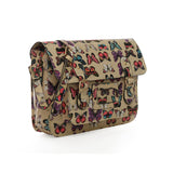 QQ1803 Beige - Cambridge Style Butterfly Printing Satchels Messenger Bag