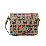 QQ1803 Beige - Cambridge Style Butterfly Printing Satchels Messenger Bag