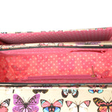 QQ1803 Beige - Cambridge Style Butterfly Printing Satchels Messenger Bag