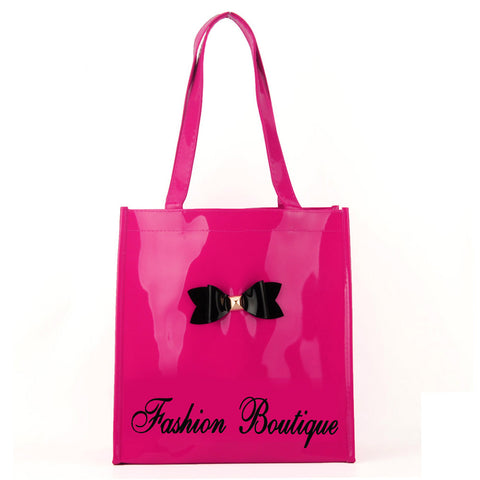 QQ2020-5 Fushia - Bowknot Decoration Patent Large Women Tote Bag Casual Handbag