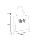 QQ2021-2 Beige  -  Contrast Color Design Bowknot Decoration Patent Women Handbag