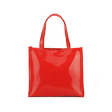 QQ2021-2 Watermelon red  -  Contrast Color Design Bowknot Decoration Patent Women Handbag