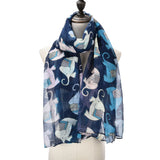 SF1026 Blue - Girl Elephant Print Lightweight Scarf