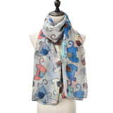 SF1026 Grey - Girl Elephant Print Lightweight Scarf