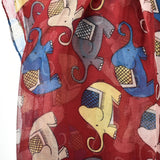 SF1026 Red - Girl Elephant Print Lightweight Scarf