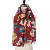 SF1026 Red - Girl Elephant Print Lightweight Scarf