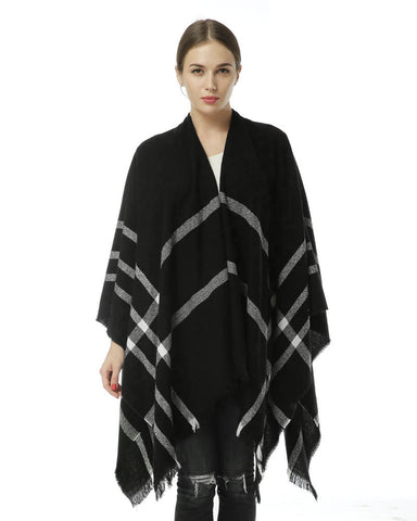 SF1027 Black - Oversize Supersoft Cape Scarf