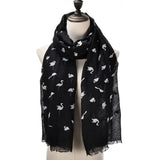 SF1041 Black - Heron Print Supersoft Scarf