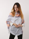 SF1121 Grey - Contrasting Colors Lattice Pattern Scarf And Shawl