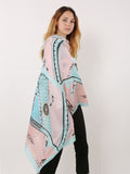 SF1122 Pink - Colorful Lines Scarf And Shawl With Alphabet Patterns