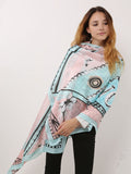 SF1122 Pink - Colorful Lines Scarf And Shawl With Alphabet Patterns