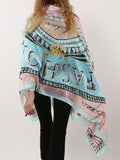 SF1122 Pink - Colorful Lines Scarf And Shawl With Alphabet Patterns