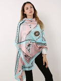 SF1122 Pink - Colorful Lines Scarf And Shawl With Alphabet Patterns