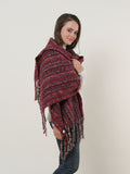 SF1126 Red - Small Lattice Pattern Scarf With Tassel Trims