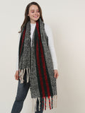 SF1127 Black - Variegated Color Stripe Scarf For Women