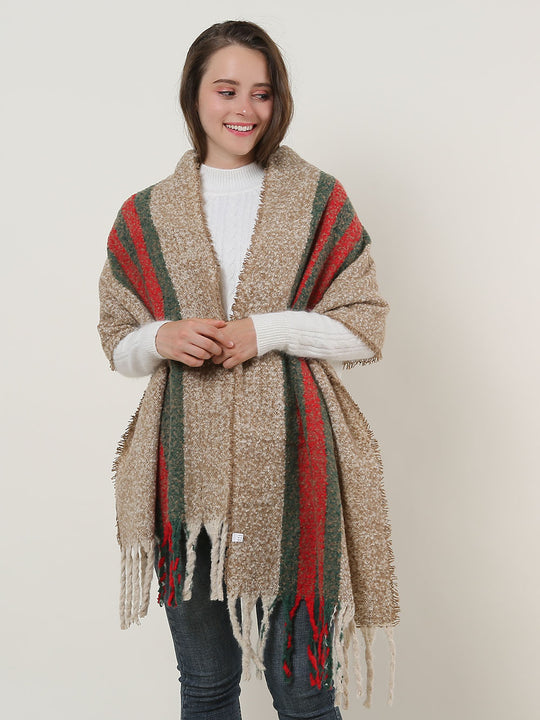 SF1127 Camel - Variegated Color Stripe Scarf For Women