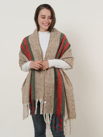 SF1127 Camel - Variegated Color Stripe Scarf For Women