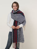 SF1127 Navy - Variegated Color Stripe Scarf For Women