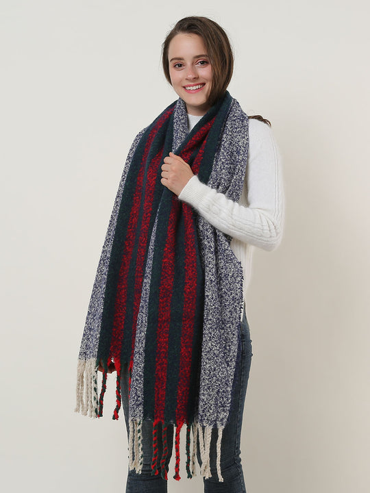 SF1127 Navy - Variegated Color Stripe Scarf For Women