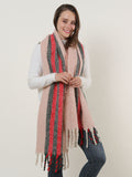 SF1127 Pink - Variegated Color Stripe Scarf For Women