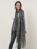 SF1130 Navy â€“ Variegated Color Lattice Pattern Scarf With Tassels