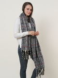 SF1130 Navy â€“ Variegated Color Lattice Pattern Scarf With Tassels