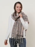 SF1130 Pink â€“ Variegated Color Lattice Pattern Scarf With Tassels