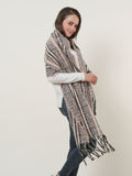 SF1130 Pink â€“ Variegated Color Lattice Pattern Scarf With Tassels