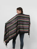 SF1132 Black - Various Pattern Scarf With Colorful Tassels