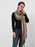 SF1132 Camel - Various Pattern Scarf With Colorful Tassels