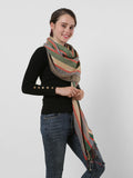 SF1132 Camel - Various Pattern Scarf With Colorful Tassels