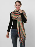 SF1132 Camel - Various Pattern Scarf With Colorful Tassels