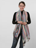 SF1132 White - Various Pattern Scarf With Colorful Tassels