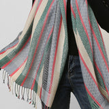 SF1132 White - Various Pattern Scarf With Colorful Tassels