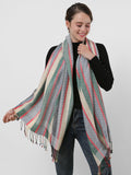 SF1132 White - Various Pattern Scarf With Colorful Tassels
