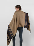 SF1133 Camel - Textured Patchwork Stripe Scarf With Tassels