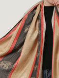 SF1134 Camel - Elephant Pattern Scarf With Tassels
