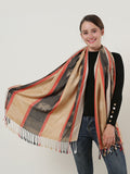 SF1134 Camel - Elephant Pattern Scarf With Tassels