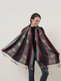 SF1134 Navy - Elephant Pattern Scarf With Tassels