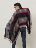 SF1134 Navy - Elephant Pattern Scarf With Tassels