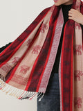 SF1134 Red - Elephant Pattern Scarf With Tassels