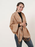 SF1135 Beige - Retro Pattern Scarf With Tassels