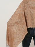 SF1135 Beige - Retro Pattern Scarf With Tassels