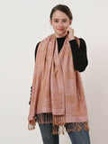 SF1135 Pink - Retro Pattern Scarf With Tassels