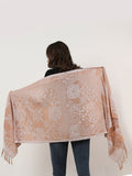 SF1135 White - Retro Pattern Scarf With Tassels