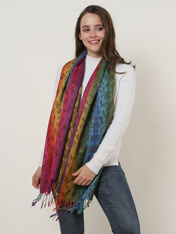 SF1136-3 - Rainbow Color Butterfly Scarf With Tassels