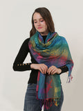 SF1137-2 - Rainbow Color Elk Pattern Scarf With Tassels